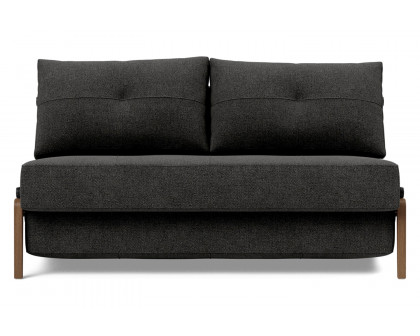 Innovation Living Cubed Full Size Sofa Bed with Dark Wood Legs - 577 Kenya Dark Gray