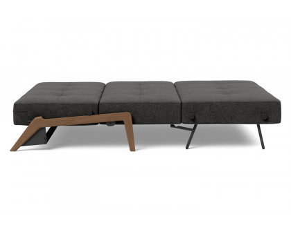 Innovation Living Cubed Full Size Sofa Bed with Dark Wood Legs - 577 Kenya Dark Gray