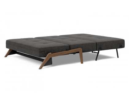 Innovation Living Cubed Full Size Sofa Bed with Dark Wood Legs - 577 Kenya Dark Gray