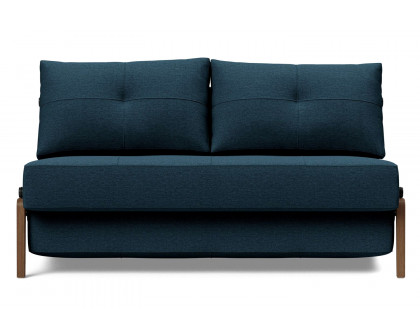 Innovation Living Cubed Full Size Sofa Bed with Dark Wood Legs - 580 Argus Navy Blue