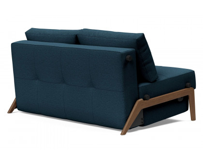 Innovation Living Cubed Full Size Sofa Bed with Dark Wood Legs - 580 Argus Navy Blue