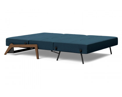 Innovation Living Cubed Full Size Sofa Bed with Dark Wood Legs - 580 Argus Navy Blue