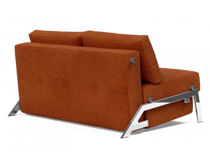 Innovation Living Cubed Full Size Sofa Bed with Chrome legs - 595 Corduroy Burnt Orange