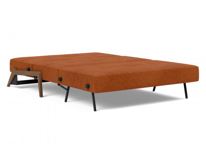 Innovation Living Cubed Full Size Sofa Bed with Dark Wood Legs - 595 Corduroy Burnt Orange