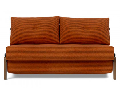 Innovation Living Cubed Full Size Sofa Bed with Dark Wood Legs - 595 Corduroy Burnt Orange