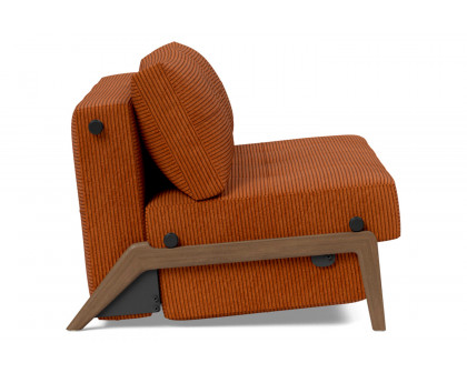 Innovation Living Cubed Full Size Sofa Bed with Dark Wood Legs - 595 Corduroy Burnt Orange