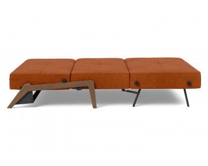 Innovation Living Cubed Full Size Sofa Bed with Dark Wood Legs - 595 Corduroy Burnt Orange