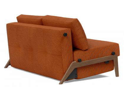 Innovation Living Cubed Full Size Sofa Bed with Dark Wood Legs - 595 Corduroy Burnt Orange