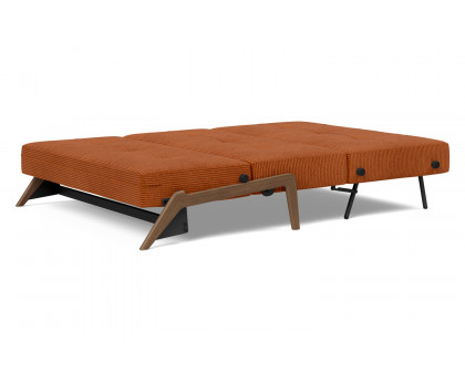 Innovation Living Cubed Full Size Sofa Bed with Dark Wood Legs - 595 Corduroy Burnt Orange