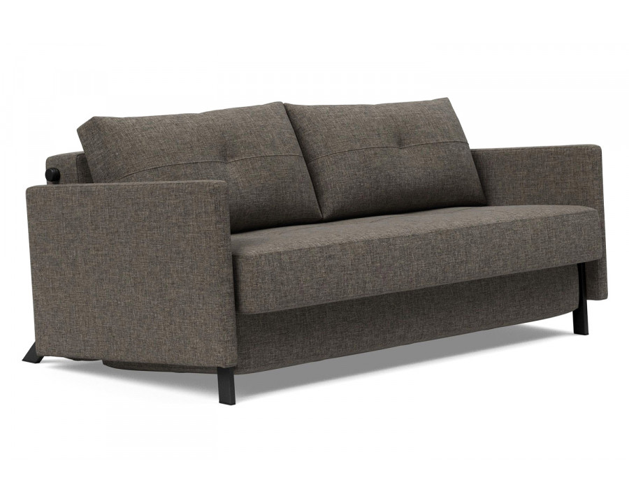 Innovation Living Cubed Queen Size Sofa Bed with Arms - 216 Flashtex Dark Gray