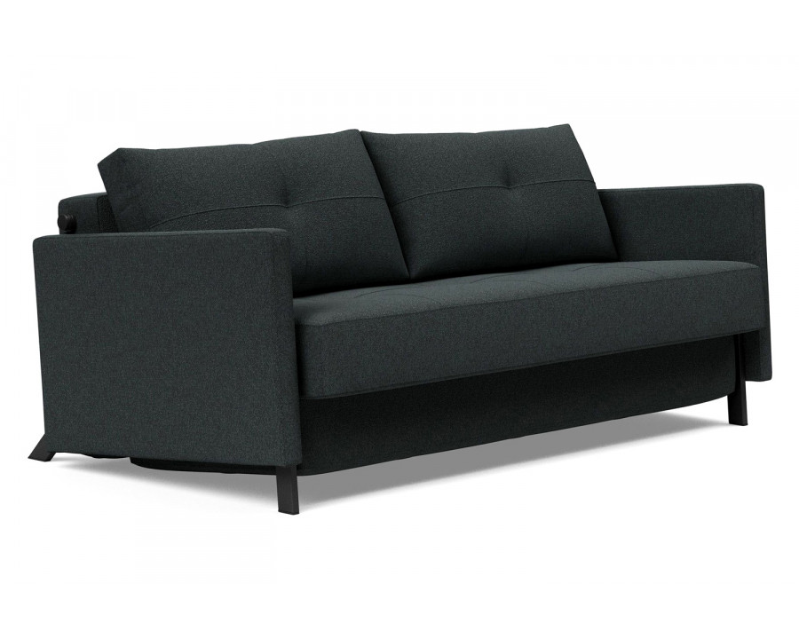 Innovation Living Cubed Queen Size Sofa Bed with Arms - 534 Bouclé Black Raven