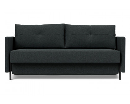 Innovation Living Cubed Queen Size Sofa Bed with Arms - 534 Bouclé Black Raven