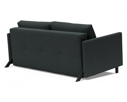 Innovation Living Cubed Queen Size Sofa Bed with Arms - 534 Bouclé Black Raven