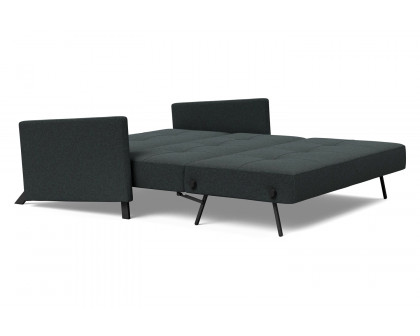 Innovation Living Cubed Queen Size Sofa Bed with Arms - 534 Bouclé Black Raven