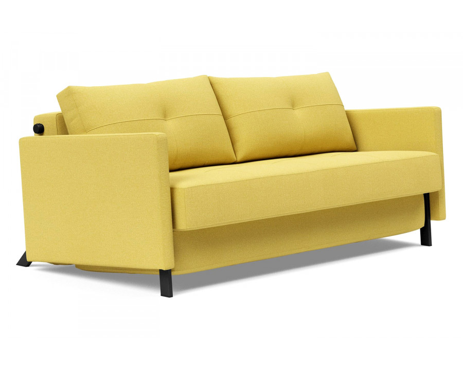 Innovation Living Cubed Queen Size Sofa Bed with Arms - 554 Soft Mustard Flower