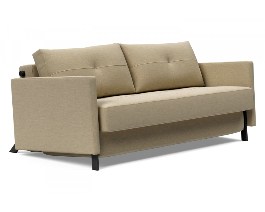 Innovation Living Cubed Queen Size Sofa Bed with Arms - 571 Vivus Dusty Sand