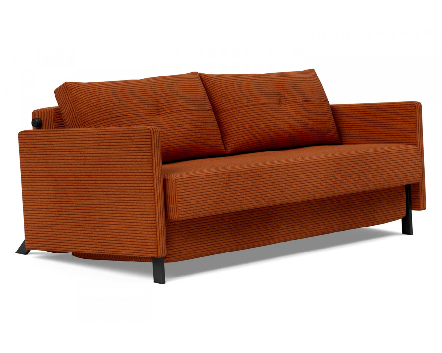 Innovation Living Cubed Queen Size Sofa Bed with Arms - 595 Corduroy Burnt Orange