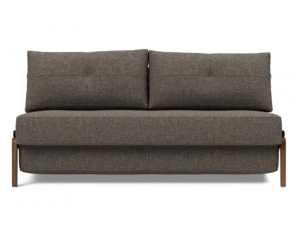 Innovation Living Cubed Queen Size Sofa Bed with Dark Wood Legs - 216 Flashtex Dark Gray