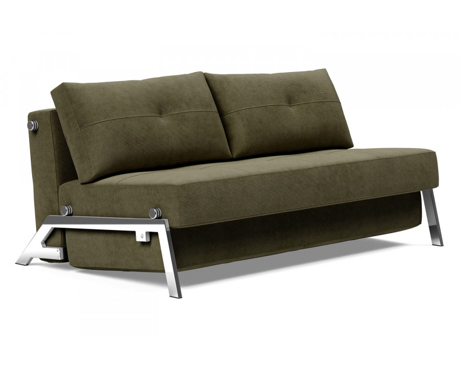 Innovation Living Cubed Queen Size Sofa Bed with Chrome Legs - 316 Cordufine Pine Green