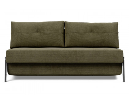 Innovation Living Cubed Queen Size Sofa Bed with Chrome Legs - 316 Cordufine Pine Green