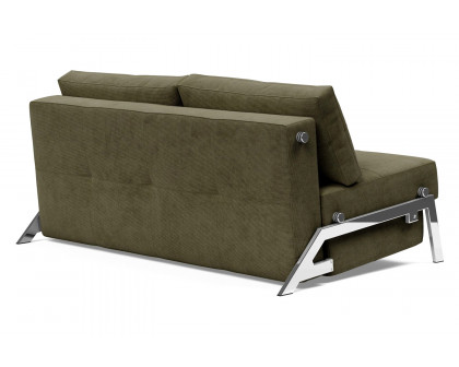 Innovation Living Cubed Queen Size Sofa Bed with Chrome Legs - 316 Cordufine Pine Green