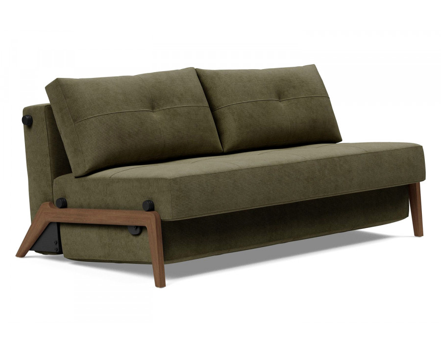 Innovation Living Cubed Queen Size Sofa Bed with Dark Wood Legs - 316 Cordufine Pine Green