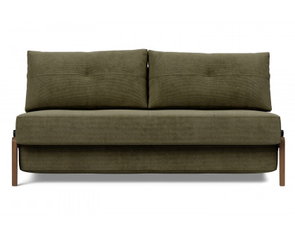 Innovation Living Cubed Queen Size Sofa Bed with Dark Wood Legs - 316 Cordufine Pine Green