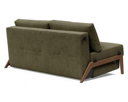 Innovation Living Cubed Queen Size Sofa Bed with Dark Wood Legs - 316 Cordufine Pine Green