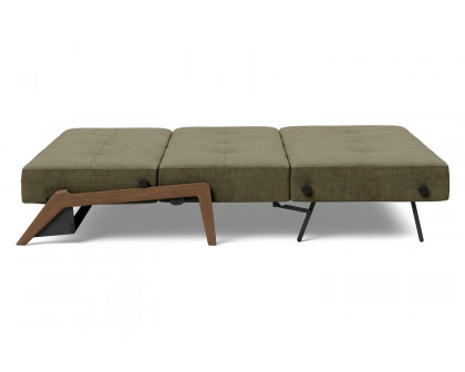 Innovation Living Cubed Queen Size Sofa Bed with Dark Wood Legs - 316 Cordufine Pine Green