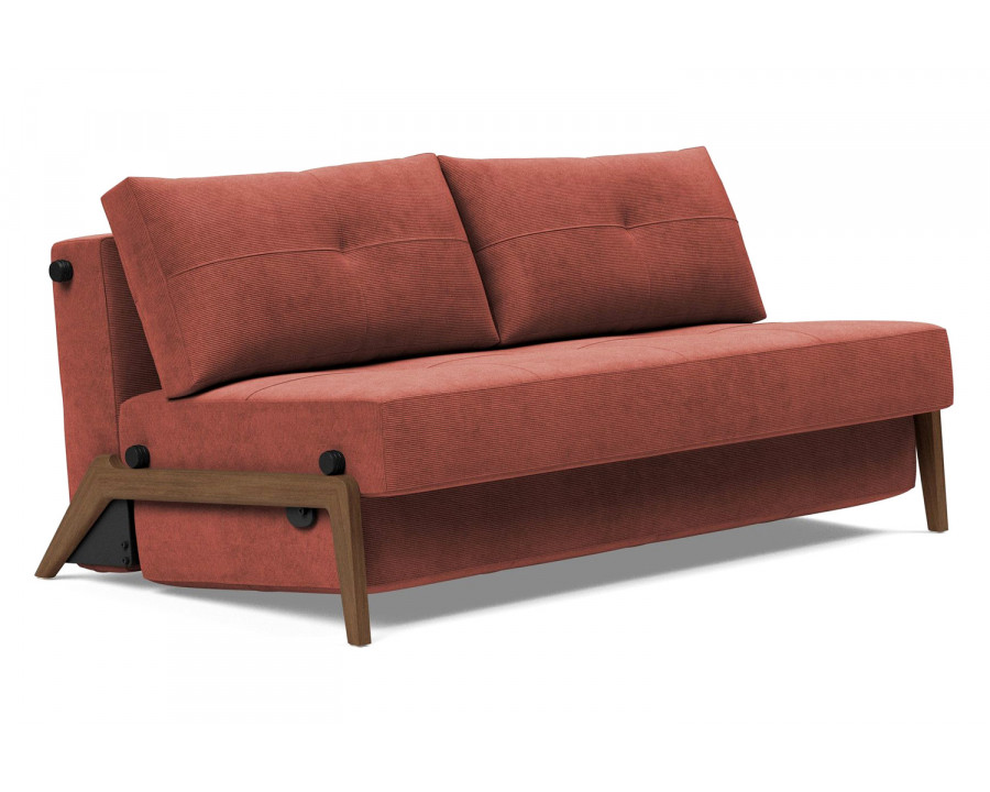 Innovation Living Cubed Queen Size Sofa Bed with Dark Wood Legs - 317 Cordufine Rust