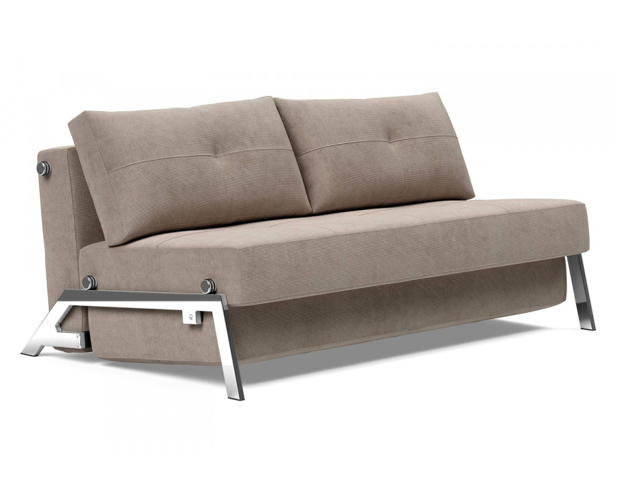 Innovation Living Cubed Queen Size Sofa Bed with Chrome Legs - 318 Cordufine Beige