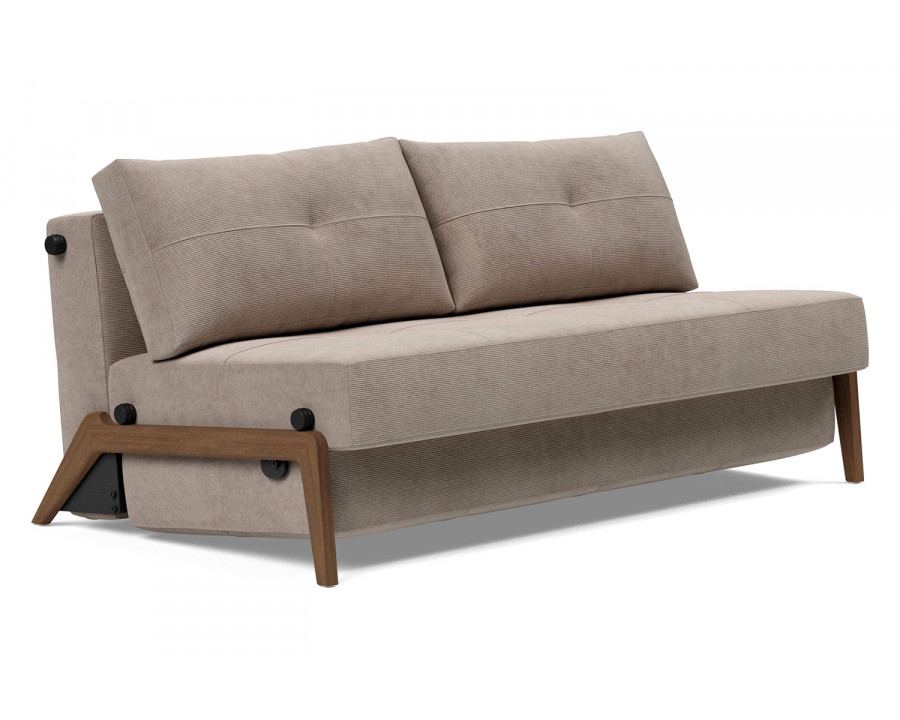 Innovation Living Cubed Queen Size Sofa Bed with Dark Wood Legs - 318 Cordufine Beige