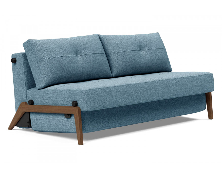 Innovation Living Cubed Queen Size Sofa Bed with Dark Wood Legs - 525 Mixed Dance Light Blue