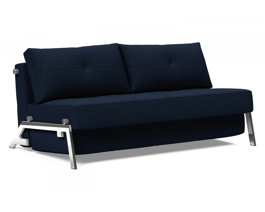 Innovation Living Cubed Queen Size Sofa Bed with Chrome Legs - 528 Mixed Dance Blue