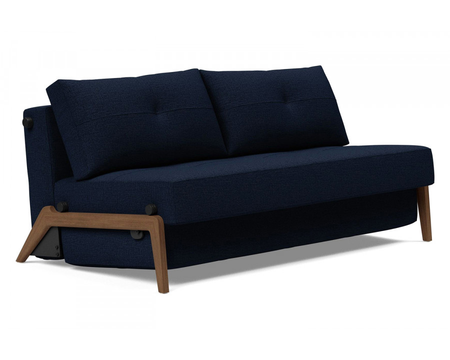 Innovation Living Cubed Queen Size Sofa Bed with Dark Wood Legs - 528 Mixed Dance Blue