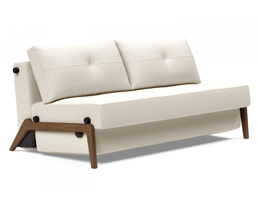 Innovation Living Cubed Queen Size Sofa Bed with Dark Wood Legs - 531 Bouclé Off White