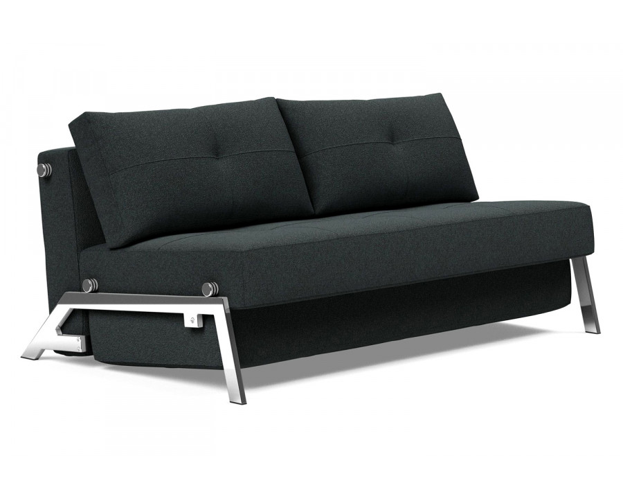 Innovation Living Cubed Queen Size Sofa Bed with Chrome Legs - 534 Bouclé Black Raven