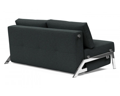 Innovation Living Cubed Queen Size Sofa Bed with Chrome Legs - 534 Bouclé Black Raven