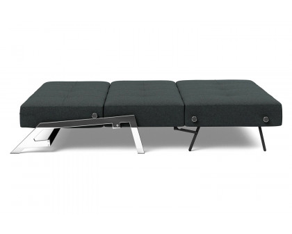 Innovation Living Cubed Queen Size Sofa Bed with Chrome Legs - 534 Bouclé Black Raven