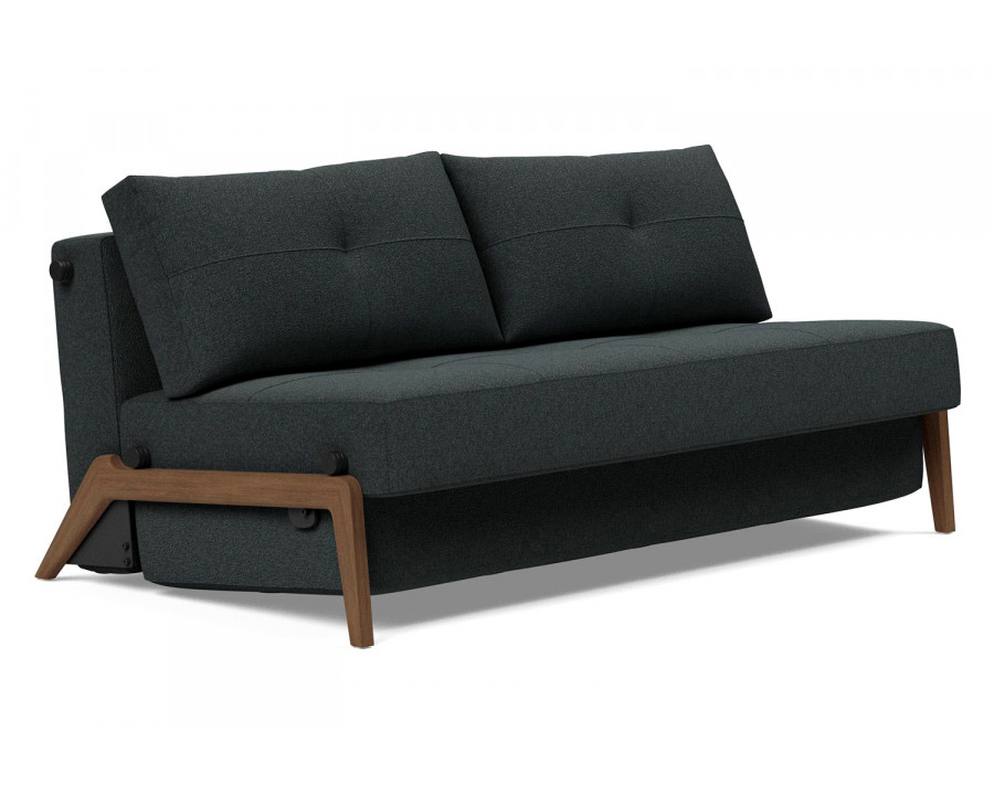 Innovation Living Cubed Queen Size Sofa Bed with Dark Wood Legs - 534 Bouclé Black Raven