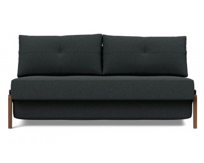 Innovation Living Cubed Queen Size Sofa Bed with Dark Wood Legs - 534 Bouclé Black Raven