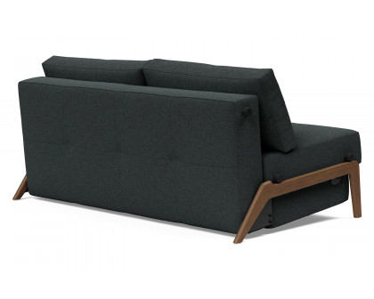 Innovation Living Cubed Queen Size Sofa Bed with Dark Wood Legs - 534 Bouclé Black Raven