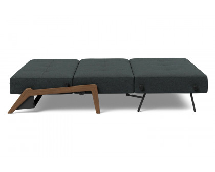 Innovation Living Cubed Queen Size Sofa Bed with Dark Wood Legs - 534 Bouclé Black Raven