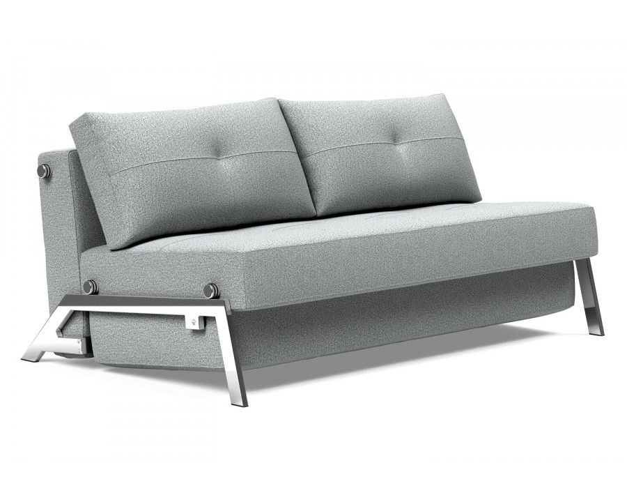 Innovation Living Cubed Queen Size Sofa Bed with Chrome Legs - 538 Melange Light Gray