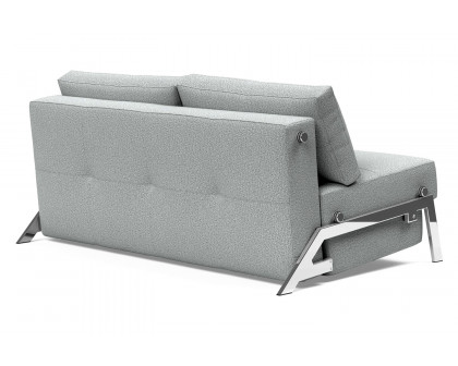 Innovation Living Cubed Queen Size Sofa Bed with Chrome Legs - 538 Melange Light Gray