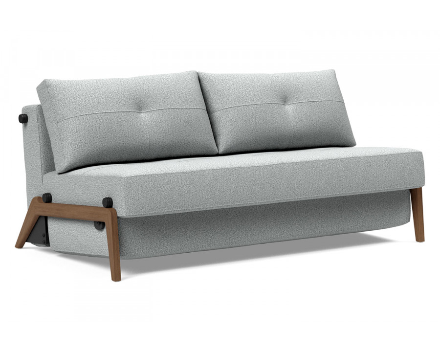 Innovation Living Cubed Queen Size Sofa Bed with Dark Wood Legs - 538 Melange Light Gray