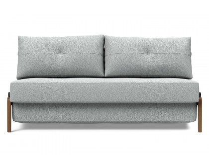 Innovation Living Cubed Queen Size Sofa Bed with Dark Wood Legs - 538 Melange Light Gray