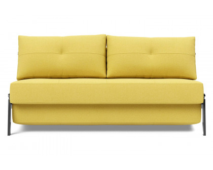 Innovation Living Cubed Queen Size Sofa Bed with Chrome Legs - 554 Soft Mustard Flower