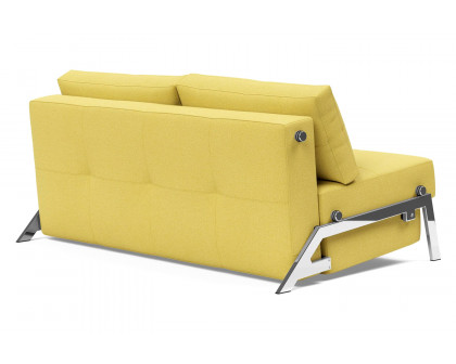 Innovation Living Cubed Queen Size Sofa Bed with Chrome Legs - 554 Soft Mustard Flower