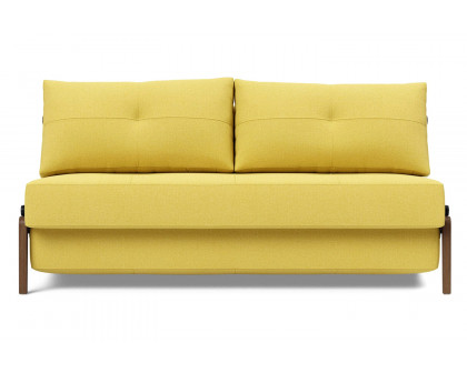 Innovation Living Cubed Queen Size Sofa Bed with Dark Wood Legs - 554 Soft Mustard Flower